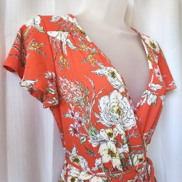 New Superfoxx Orange Floral Short Sleeve Wrap Maxi Dress Size XS - Picture 7 of 10
